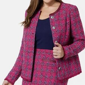 NWT G by Giuliana Black Label Timeless Tweed Jacket Pink Size XS